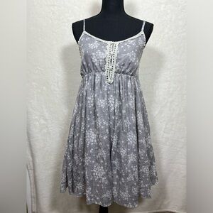 Altar’d State Gray Floral Mini Babydoll Dress Size Large
